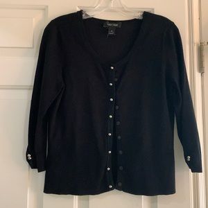 WHBM stylish Black cardigan with silver buttons